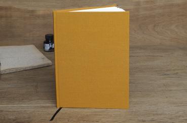 Fashionable notebook, linen mustard, high-quality writing paper